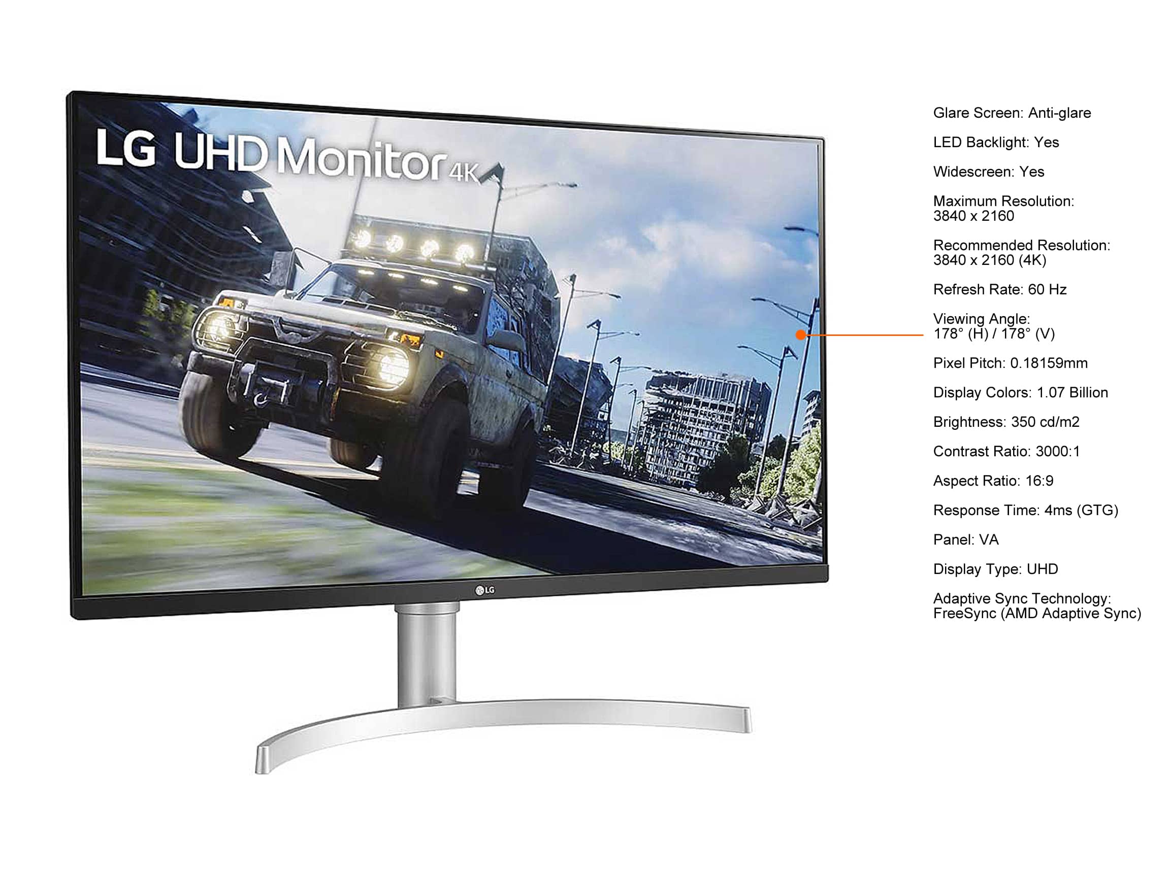 LG 32UN550-W Monitors New Silver