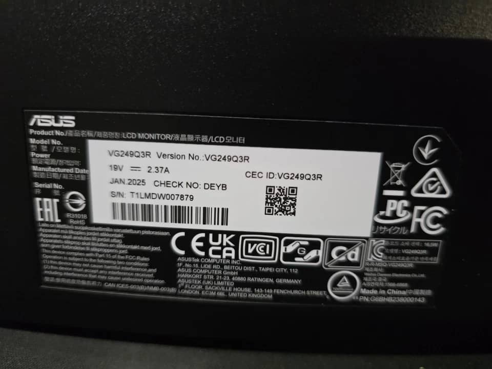 ASUS VG249Q Monitors Used - Good Black