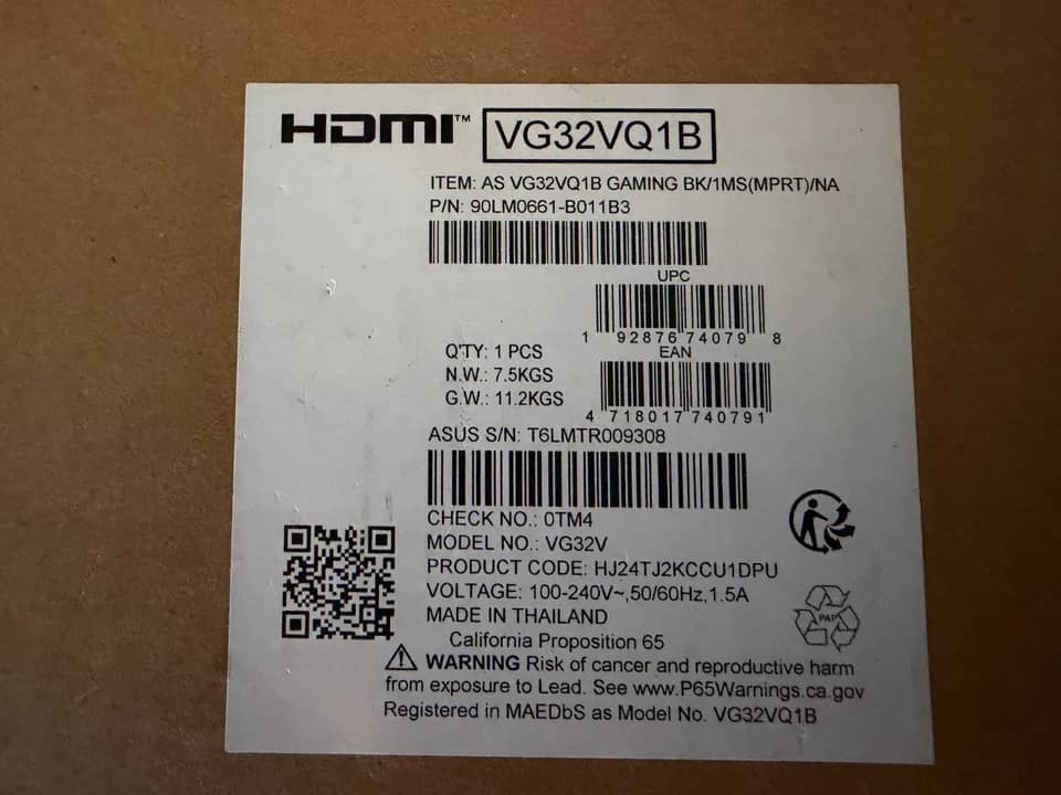 ASUS VG32VQ1B Monitors New Gold