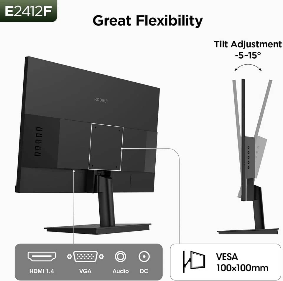 KOORUI E2412F Monitors Open-Box Excellent Black