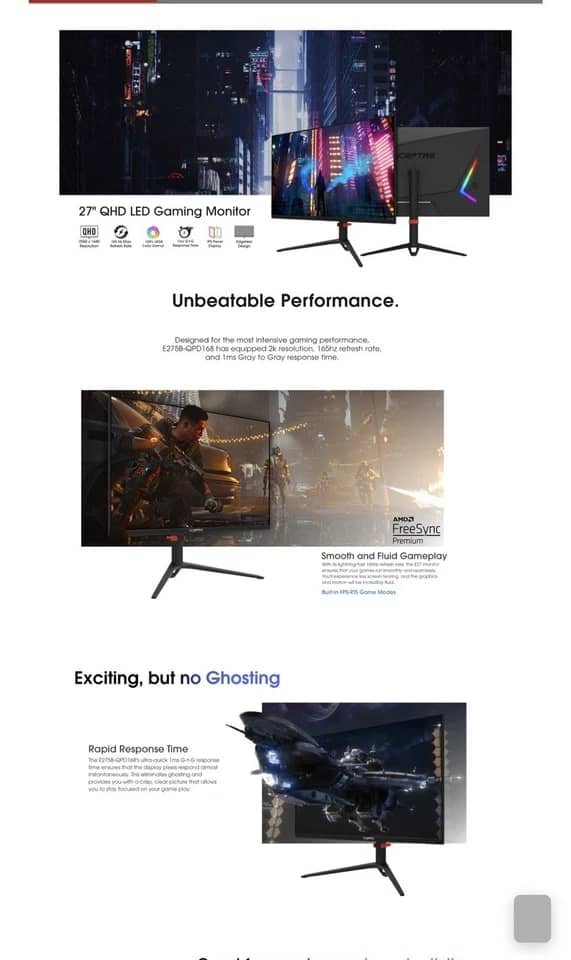 Sceptre E275B Monitors New Black
