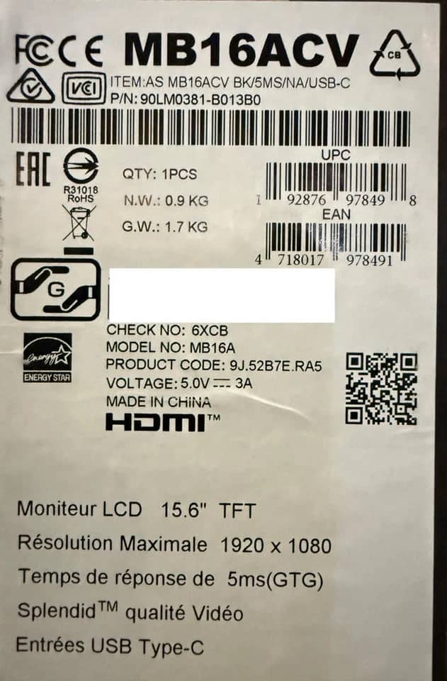 ASUS MB16ACV Monitors New Red