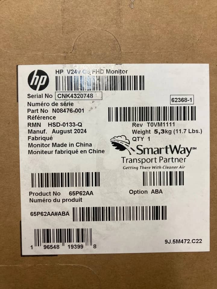 HP V24v G5 Monitors New Black