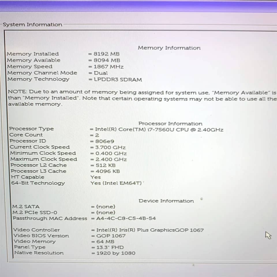 Dell XPS 13 Computers Used - Good 250GB 8GB