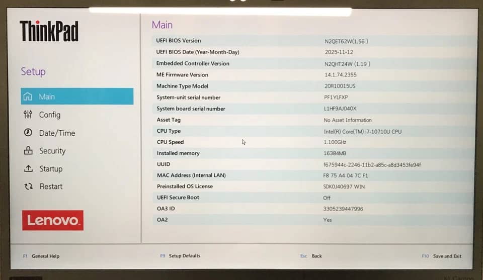 Lenovo ThinkPad X1 Carbon Gen 7 Computers Refurbished - Excellent 256GB 16GB
