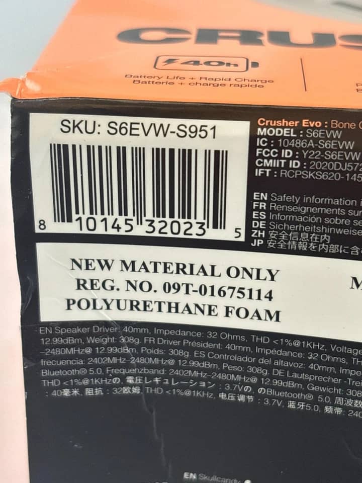 Skullcandy Crusher Evo Headphones & Earbuds New Gray