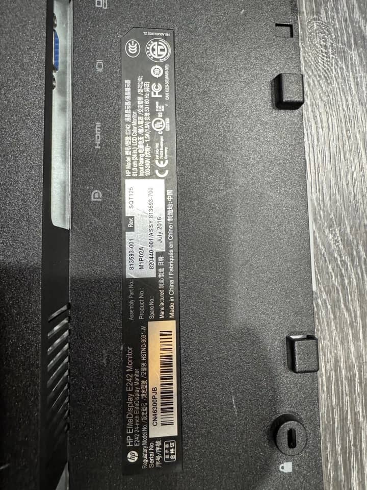 HP E242 Monitors Used - Good Black