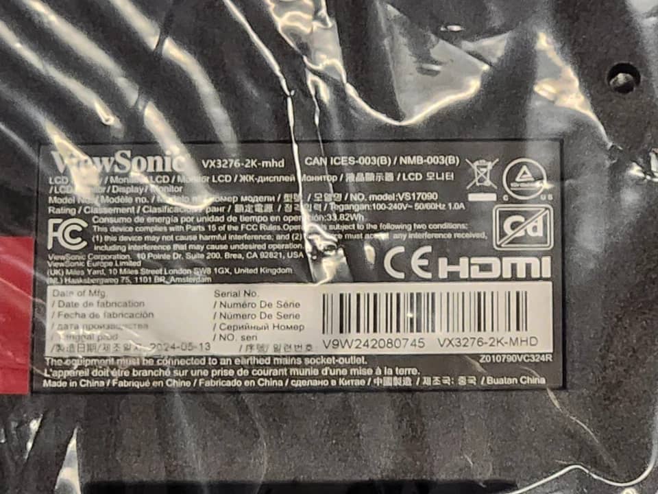 ViewSonic VX3276-2K-MHD Monitors New Silver