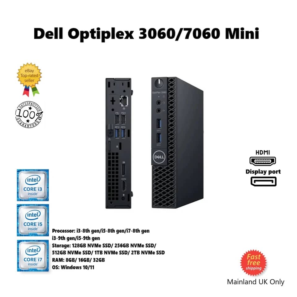 Dell OptiPlex 3060 Computers New 256GB 8GB