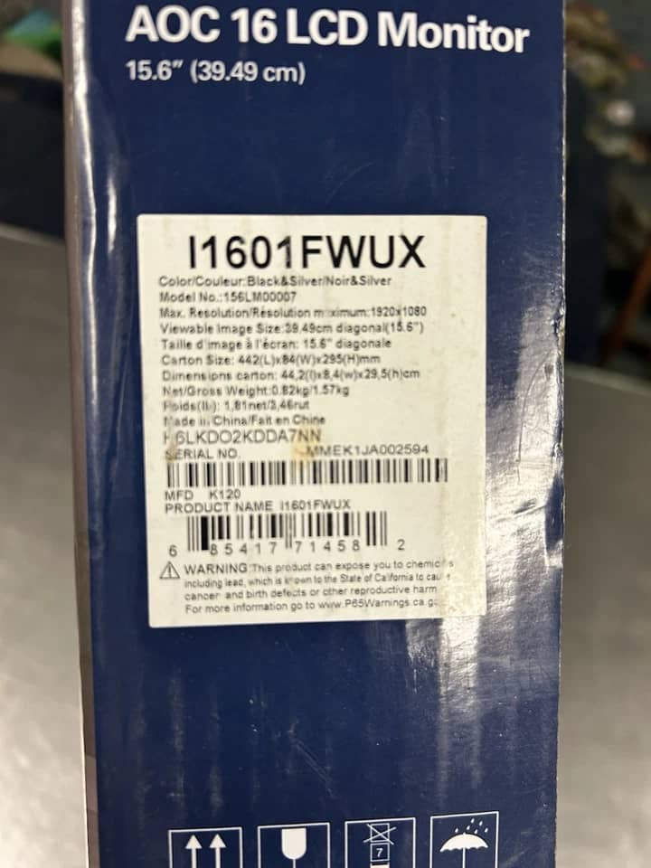 AOC I1601FWUX Monitors Used - Good Black