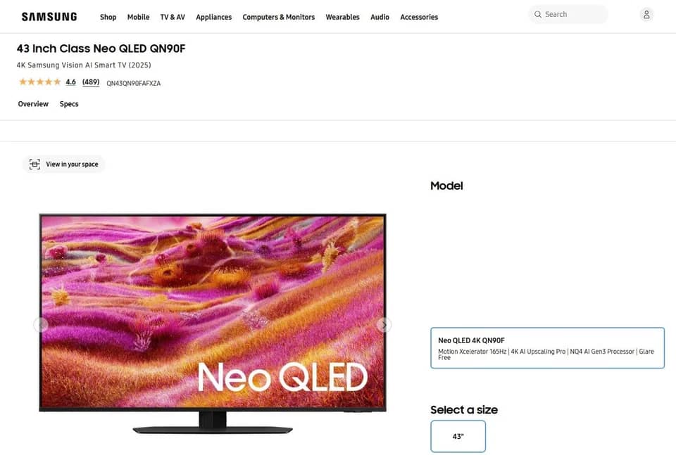 Samsung QN90F TVs New Black