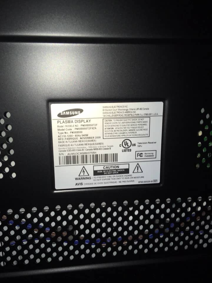 Samsung PN58A650 TVs Used - Good Black