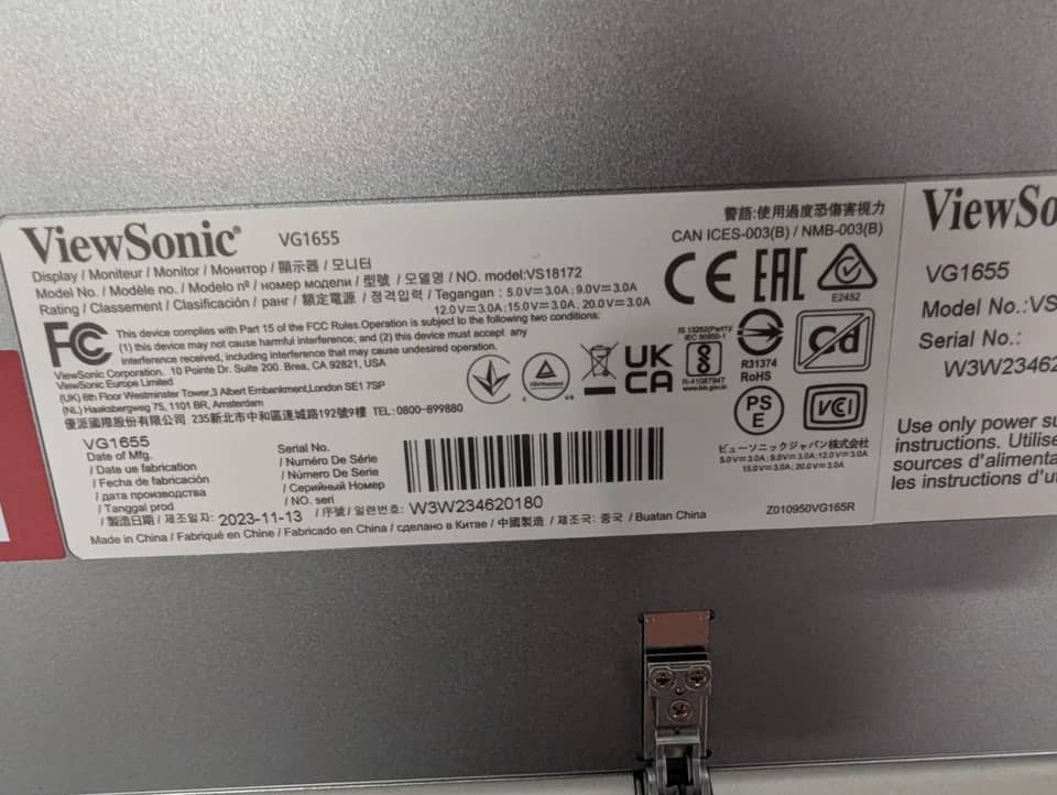 ViewSonic VG1655 Monitors New Silver