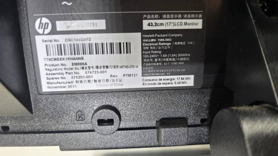 HP LE1711 Monitors Open-Box Excellent Silver