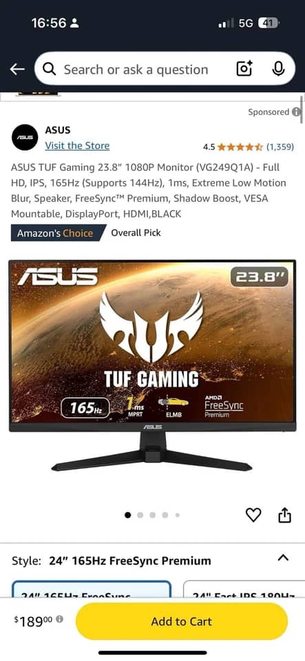 ASUS VS238H Monitors Used - Good Black
