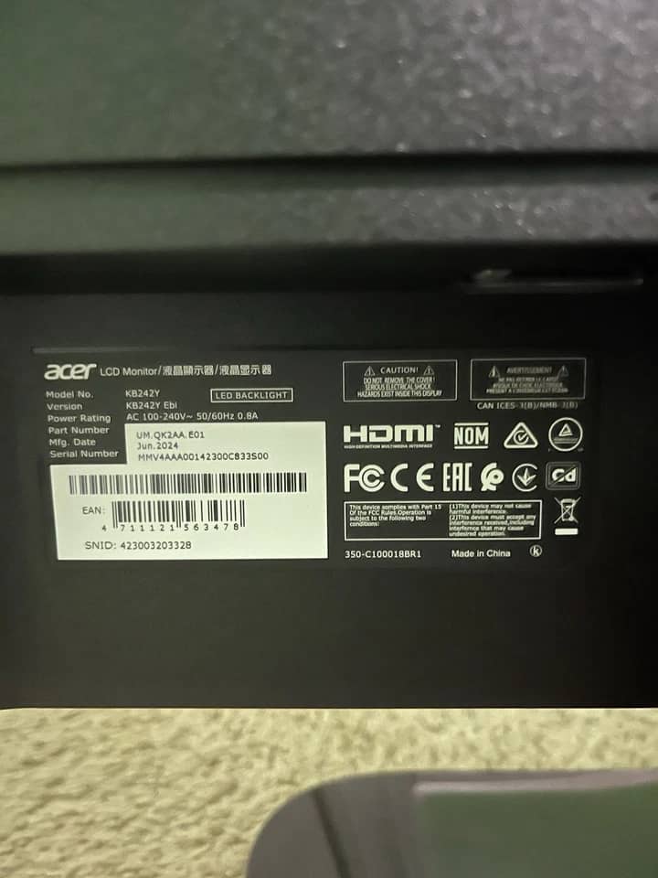 Acer KB242Y Monitors New Black