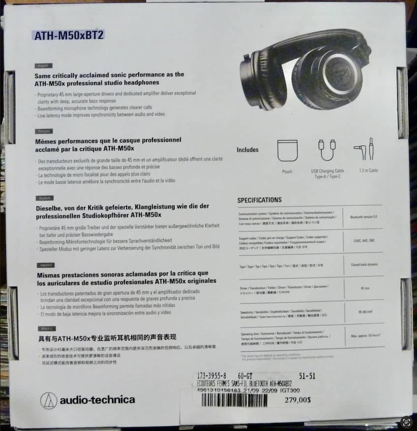 Audio-Technica ATH-M50XBT2 Headphones & Earbuds New Black