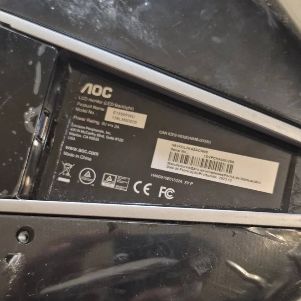 AOC E1659FWU Monitors New Black