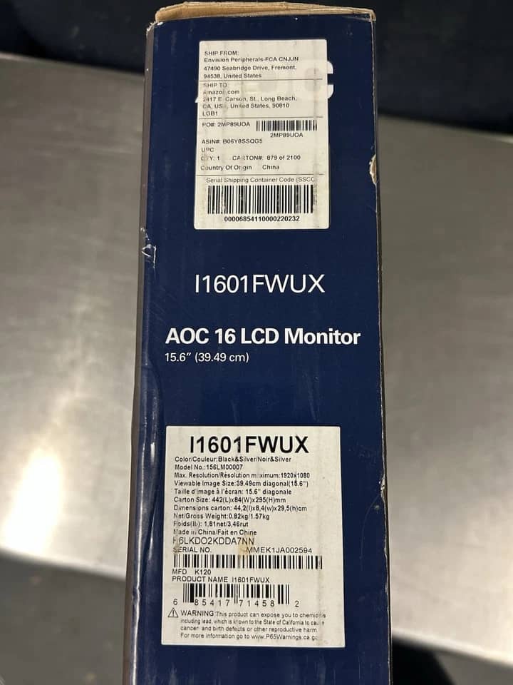 AOC I1601FWUX Monitors Used - Good Black