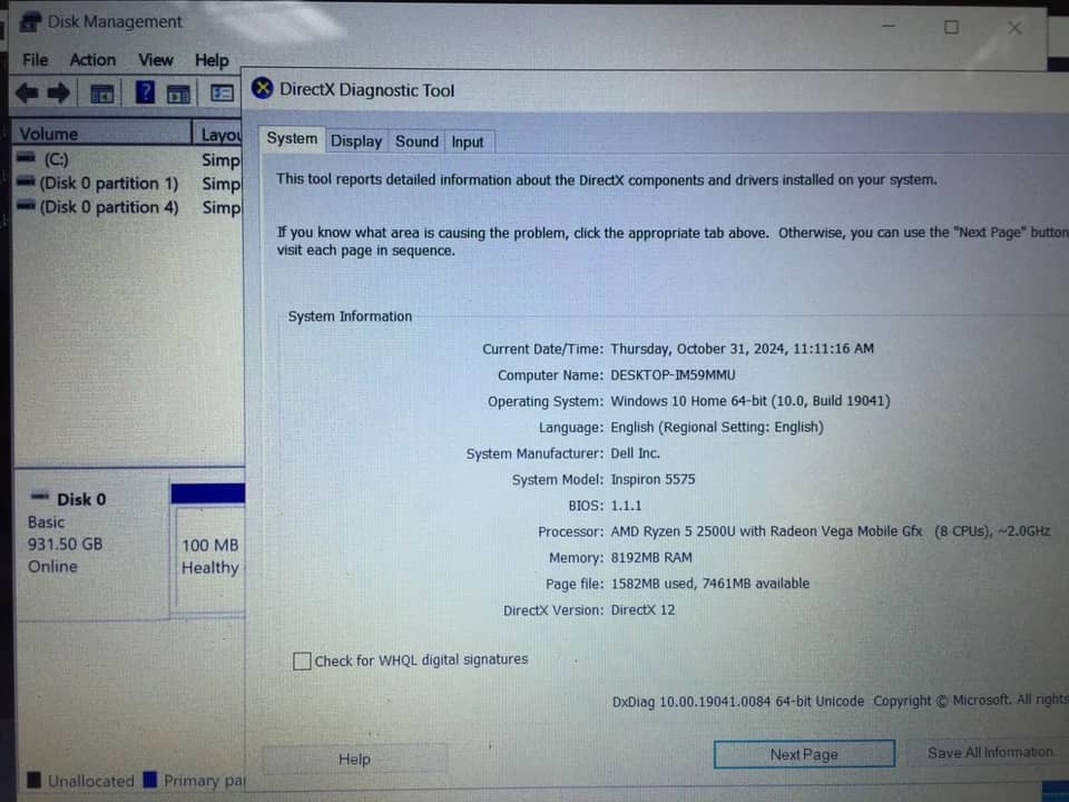 Dell Inspiron 15 5575 Computers Used - Good 1TB 8GB