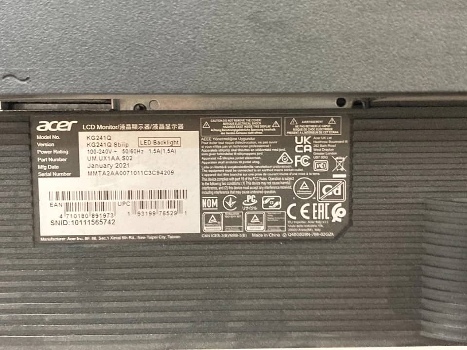 Acer KG241Q Monitors Used - Good Black