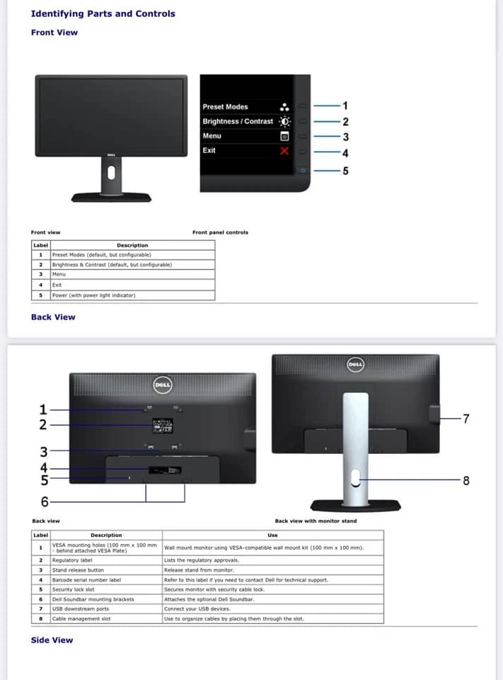 Dell P2212H Monitors New Black