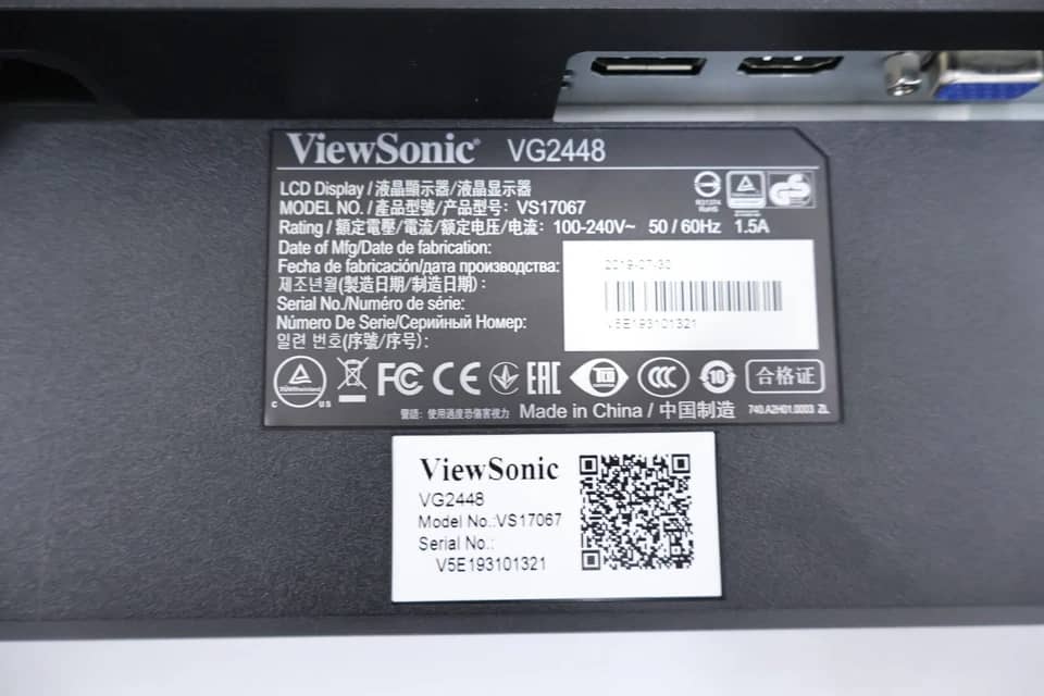 ViewSonic VG2448-PF Monitors Refurbished - Good Black