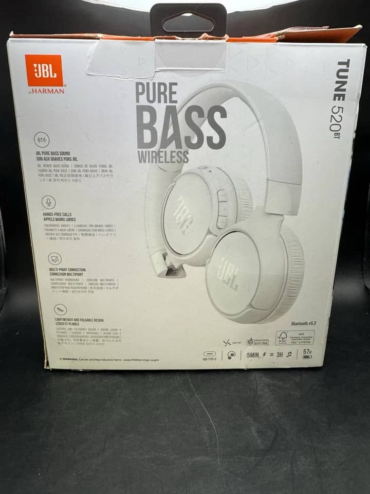 JBL JBLT520BTWHTAM Headphones & Earbuds New White