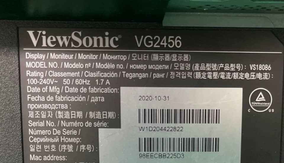 ViewSonic VG2456 Monitors New Black