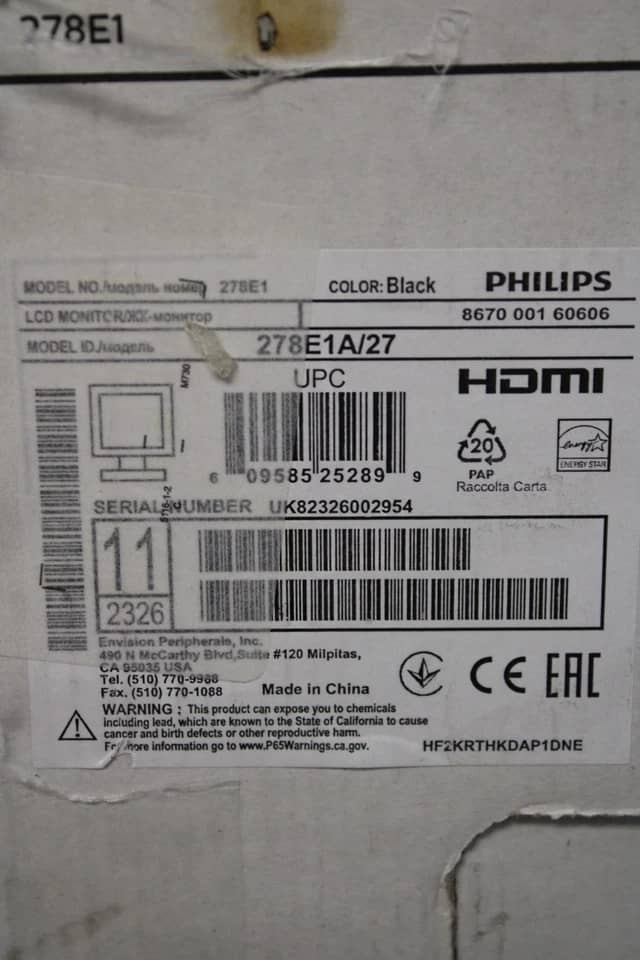 Philips 278E1A Monitors Used - Good Black