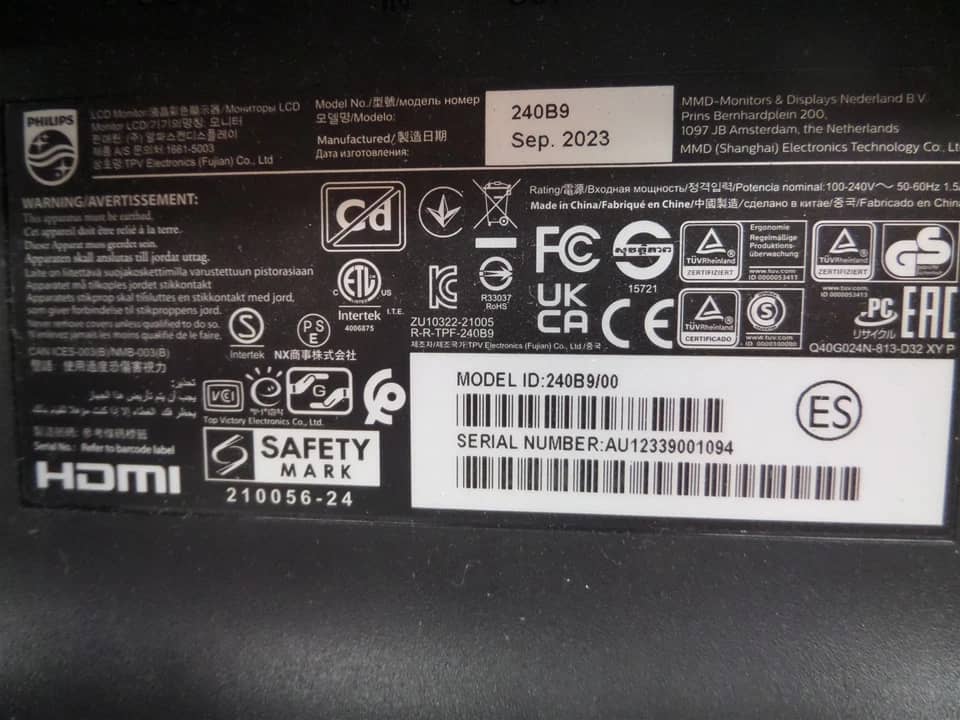 Philips 240B9 Monitors Used - Good Black