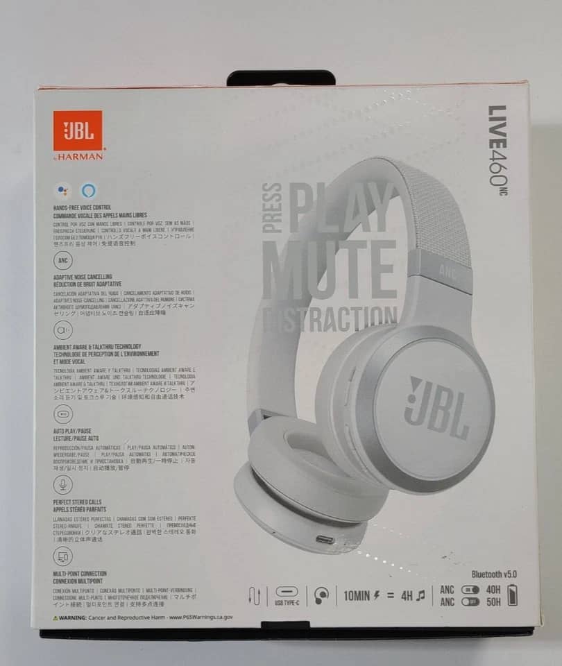 JBL Live 460NC Headphones & Earbuds New White