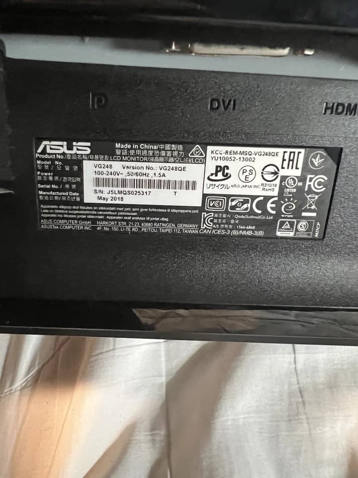 ASUS VG248QE Monitors For parts or not working Black