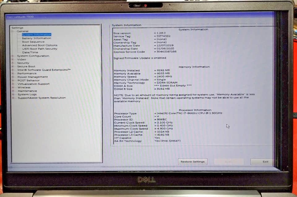 Dell Latitude 7300 Computers Refurbished - Excellent 256GB 6GB