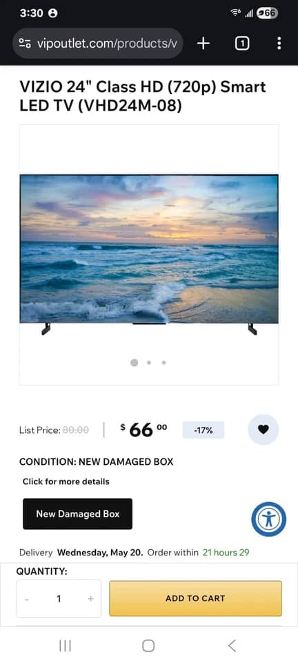 VIZIO D24h-G9 TVs Open-Box Excellent Black