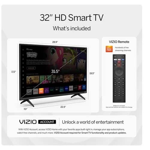 VIZIO D32H-J09 TVs New Black