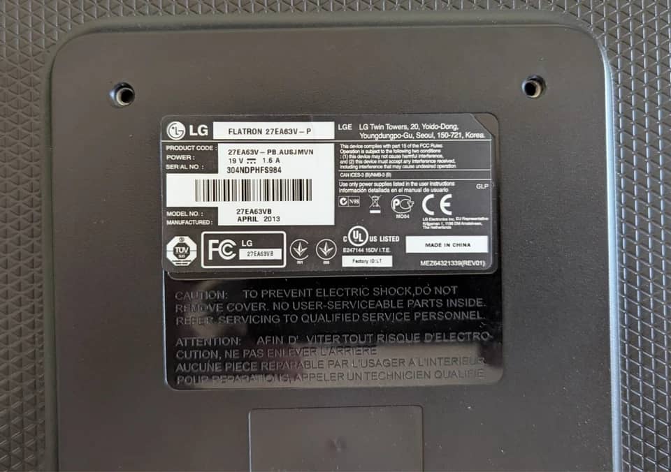 LG 27EA63V Monitors Used - Good Black