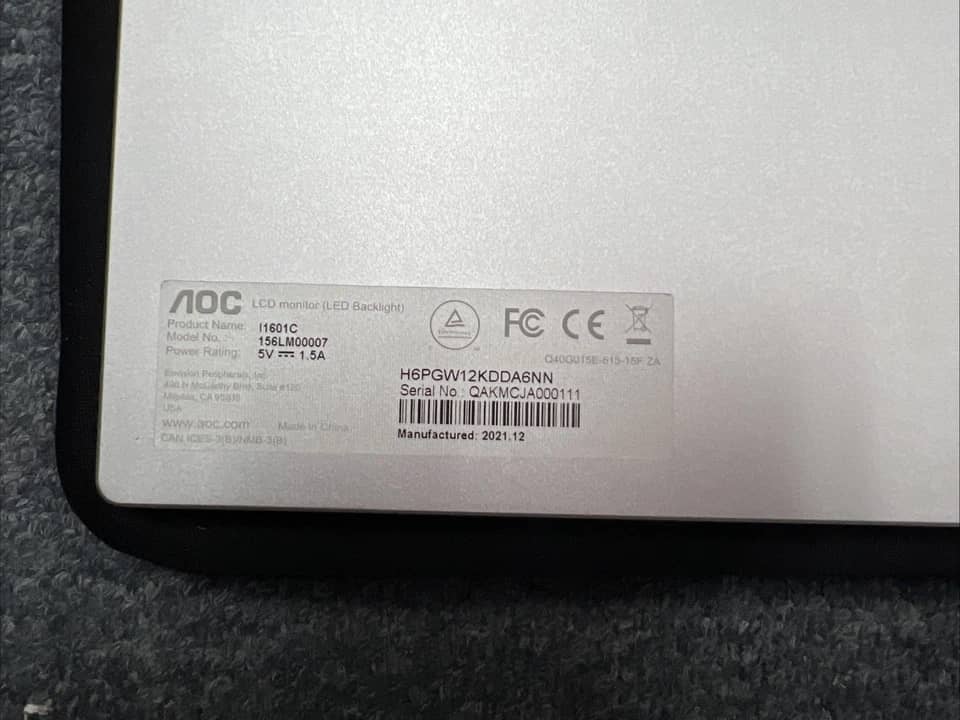 AOC I1601C Monitors Open-Box Excellent Black