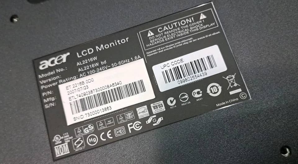Acer AL1716B Monitors Open-Box Excellent Black