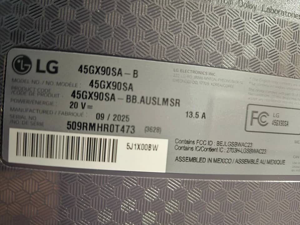LG 45GX90SA Monitors New Black