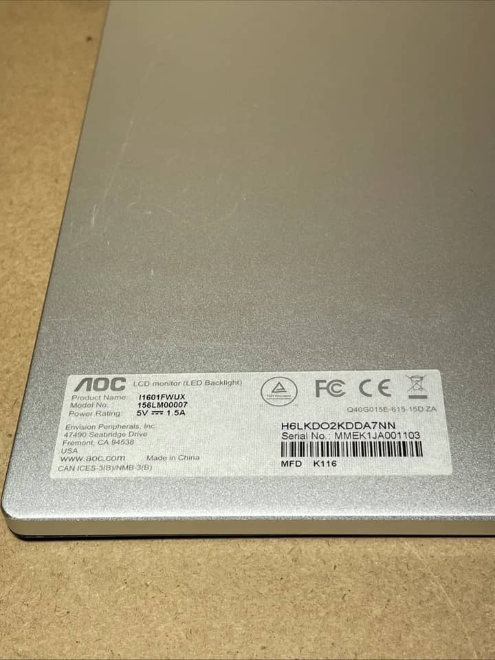 AOC I1601FWUX Monitors New Black