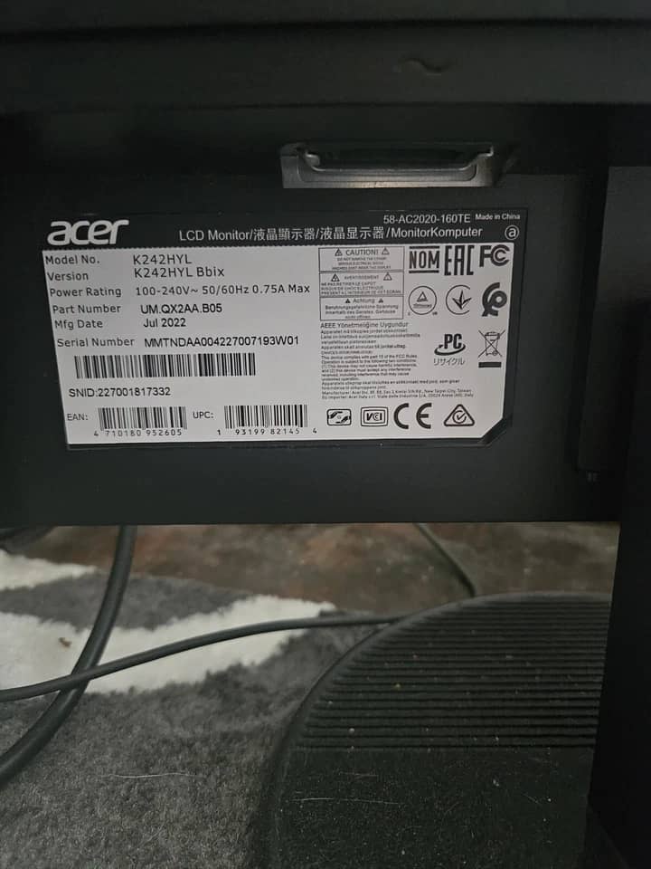 Acer K242HYL Monitors Open-Box Excellent Black