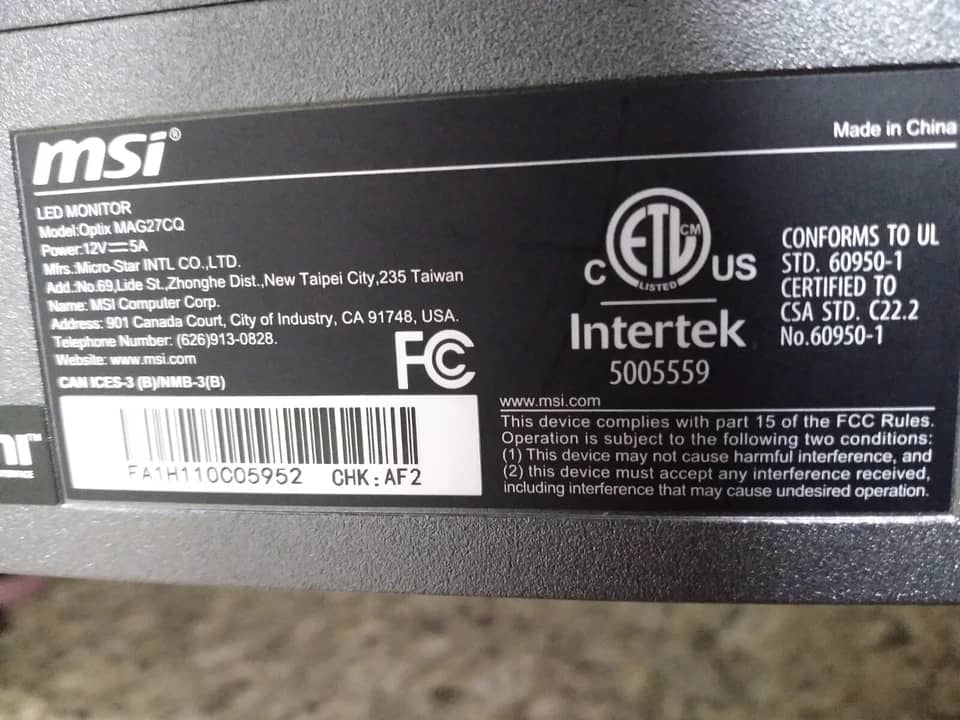 MSI Optix G27C5 Monitors Refurbished - Premium Black
