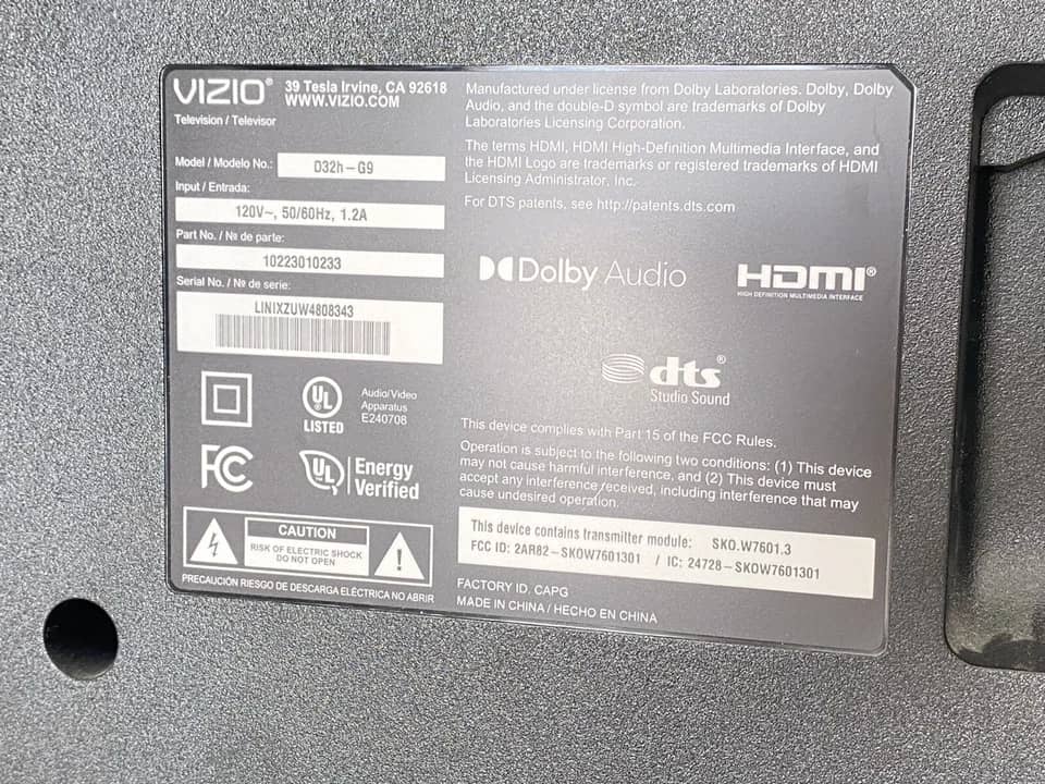 VIZIO D32H-G9 TVs New Black