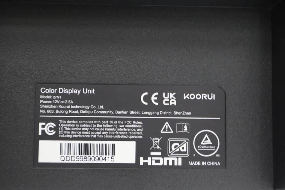 KOORUI 27N1 Monitors New Black