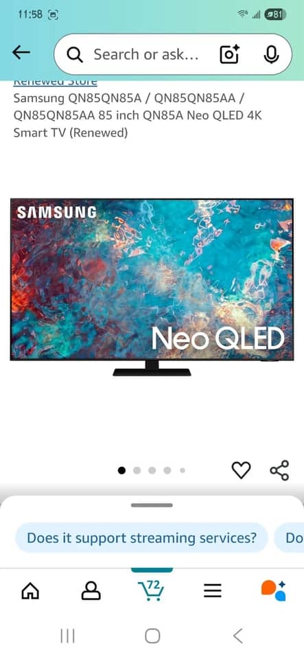Samsung QN85Q60DAFXZA TVs New Black