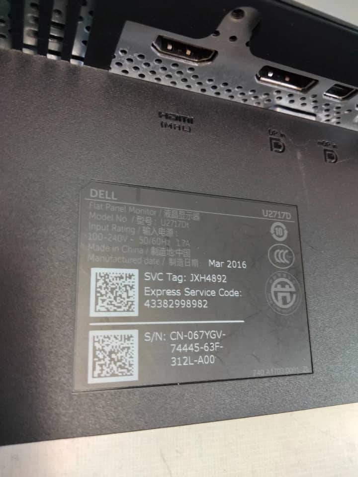 Dell U2717D Monitors Used - Good Black