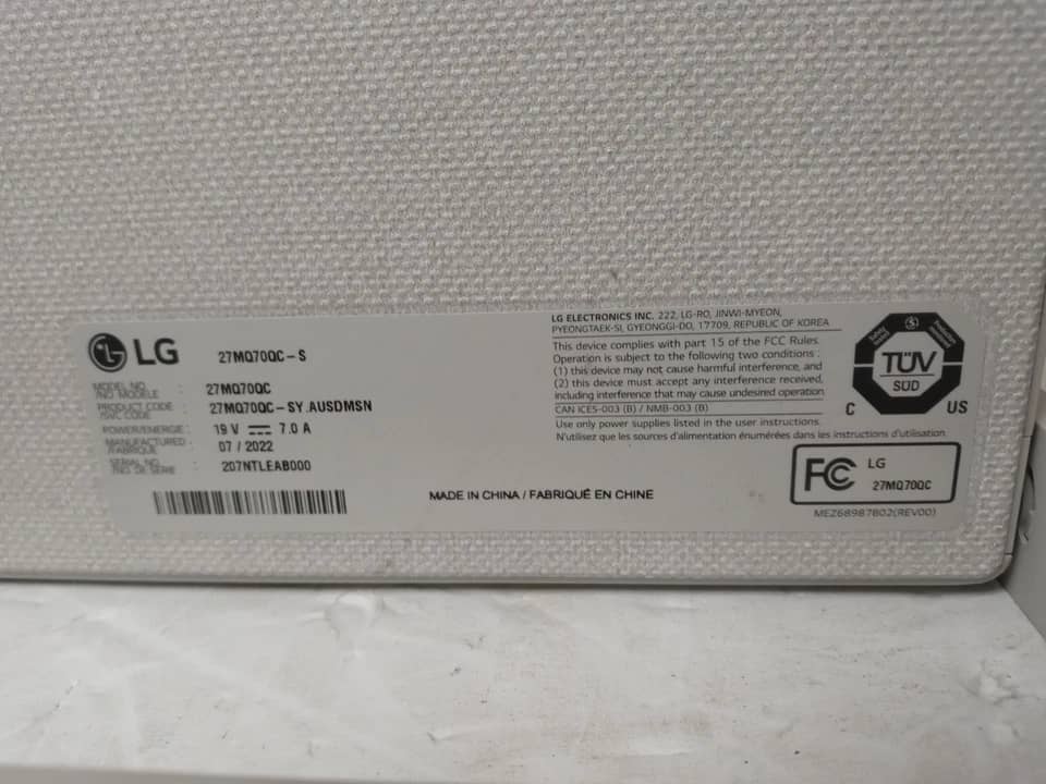 LG 27MQ70QC Monitors Used - Good Black