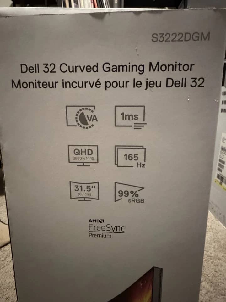 Dell S3222DGM Monitors Used - Good Black