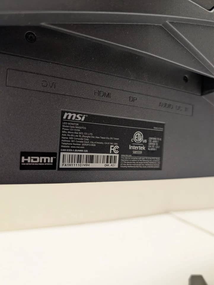 MSI OPTIXMAG27CQ Monitors New Black